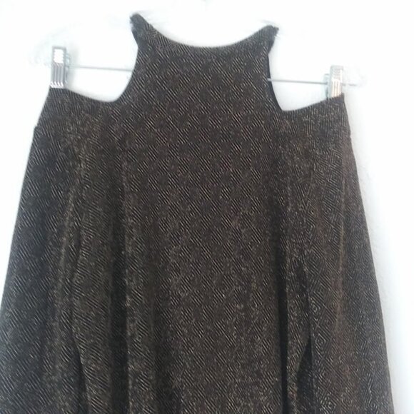 No Boundaries women's size XL black and gold cold shoulder metallic blouse - Picture 6 of 16